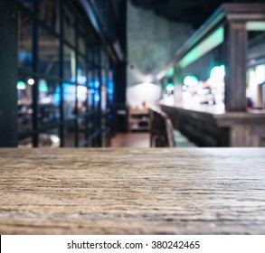 Table Top Counter With Blurred Bar Restaurant Background