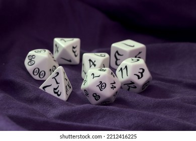 Table Top Gaming, Live Action Role Playing Dice On Purple