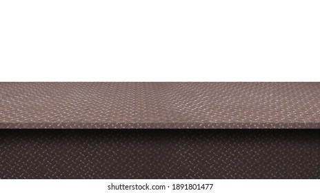 Table Top Metal Floor Plate Diamond Pattern, Used For Display Or Montage Your Products, Isolated On White Background