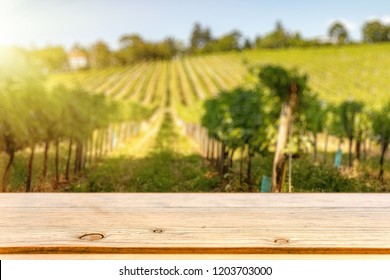 Table Top Template Against Vineyard, Advert Concept