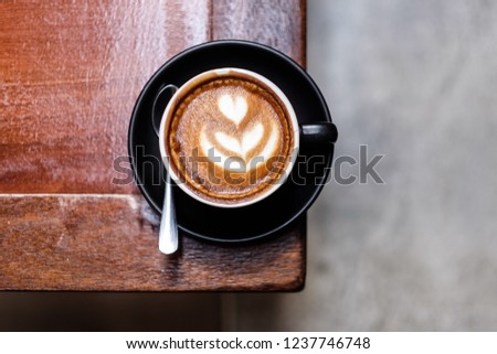 Table top view cafe latte