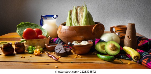 Table With Traditional Mexican Ingredients