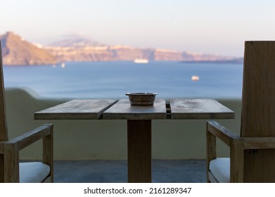 A Table For Two With Ash Tray On It At Caldera Cliff Hotel Santorini