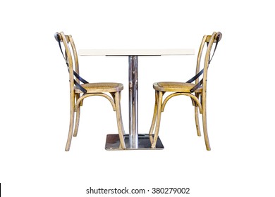 Table And Two Chairs On White Background