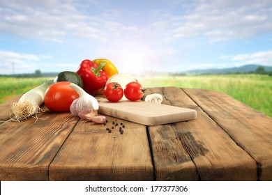 table of vegetables and green grass  - Powered by Shutterstock