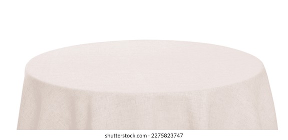 Table with white tablecloth isolated on white - Shutterstock ID 2275823747