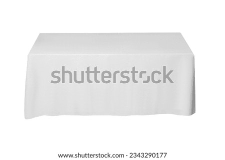 Table with white tablecloth isolated on white