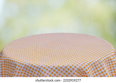 Tablecloth on round table for product display montages - Shutterstock ID 2232919277