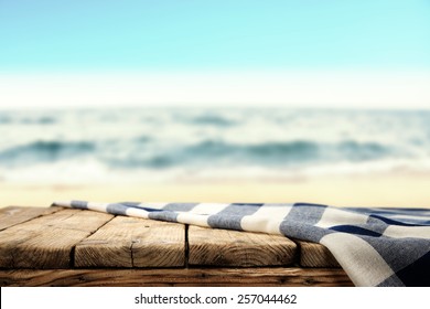 Tablecloth And Table Of Wood And Sea 