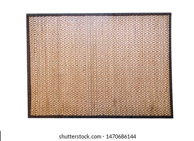 Tablemat or bamboo mat.
Brown bamboo mat or wood plate on white  background top view with copy space. 