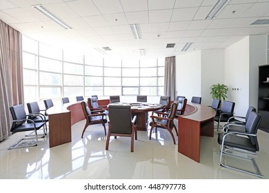 Tables And Chairs In A Conference Room, Closeup Of Photo
