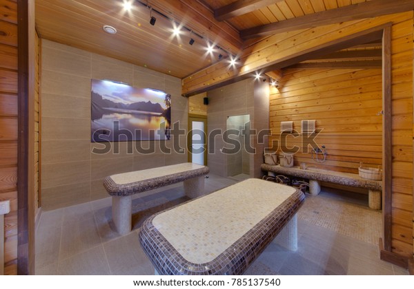 Tables Hammam Small Tile Wooden Ceilings Stock Photo Edit Now