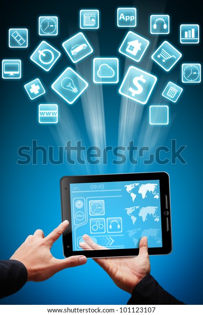 Tablet computer and App\
store concept