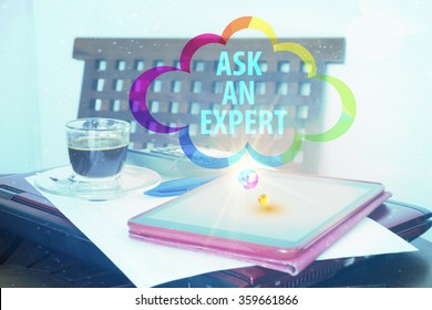 tablet computer ASK AN EXPERT on cloud ,business concept ,business idea