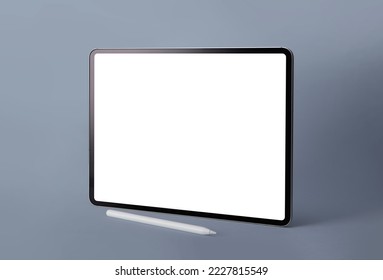 Tablet computer with blank screen isolated on color background