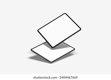 Tablet computer with blank white screen, isolated on white background	