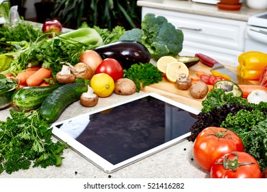 Tablet computer in the kitchen.