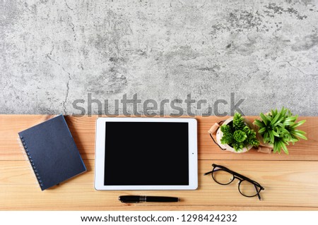 Tablet computer on table