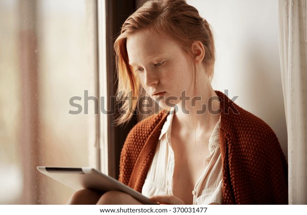 Tablet Computer Relaxed Young Mixed Race Stock Photo Edit Now