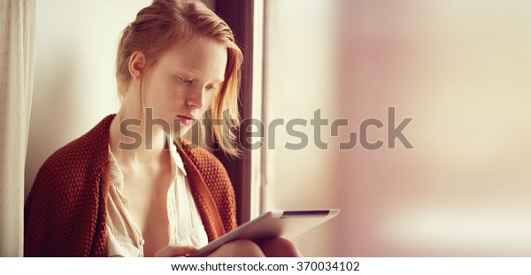 Tablet Computer Relaxed Young Mixed Race Stock Photo Edit Now