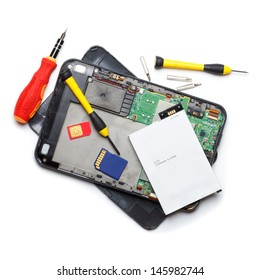 Tablet Computer Repair, Isolated On White