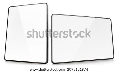 Tablet computers set, isolated on white background