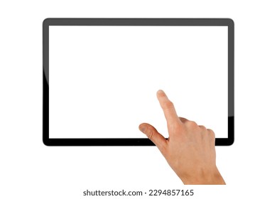 tablet ipad in a hand on the white backgrounds - Shutterstock ID 2294857165