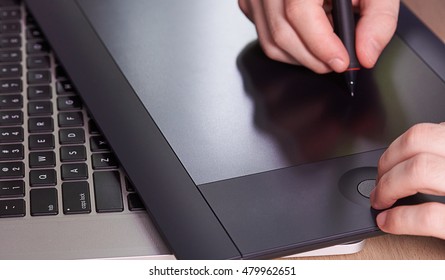 tablet and keyboard of designer close up view from top side - Shutterstock ID 479962651