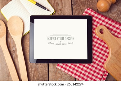 Tablet Mock Up Template For Recipe, Menu Or Cooking App Display