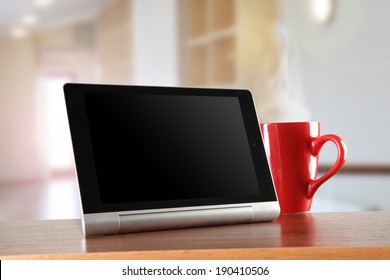 Tablet Office And Red Mug 