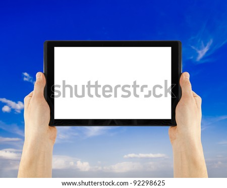 a tablet on the white backgrounds