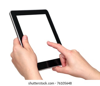 tablet over white background