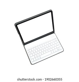 A tablet with a protective cover and blank screen