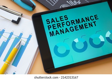 Tablet With Sales Performance Management SPM Software.