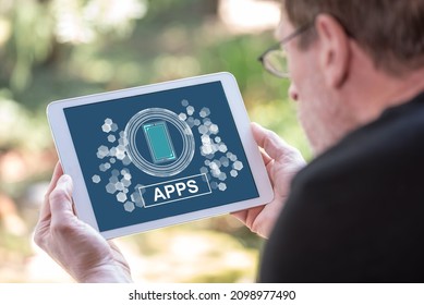 Tablet screen displaying an apps concept