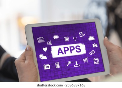 Tablet screen displaying an apps concept