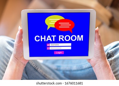 Tablet Screen Displaying A Chat Room Concept