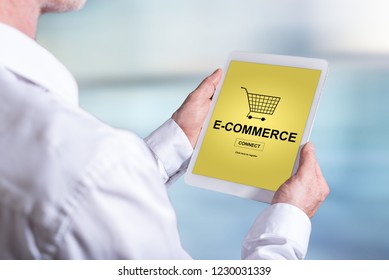 Tablet screen displaying an e-commerce concept