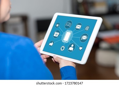Tablet screen displaying a mobile apps concept
