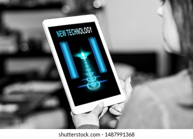 Tablet screen displaying a new technology concept