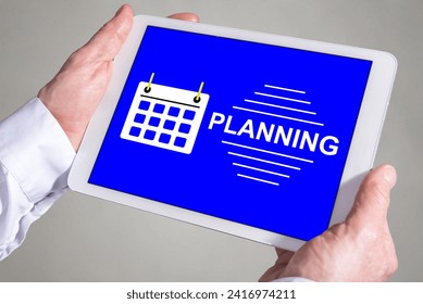 Tablet screen displaying a planning concept