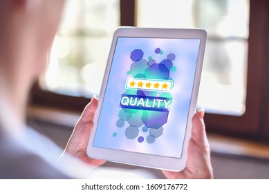 Tablet screen displaying a quality concept