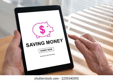 Tablet Screen Displaying A Saving Money Concept