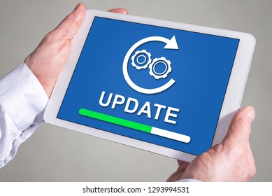 Tablet screen displaying an update concept