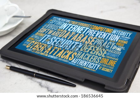 tablet with it security word cloud