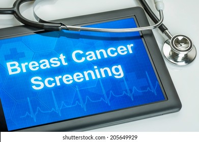 Tablet With The Text Breast Cancer Screening On The Display