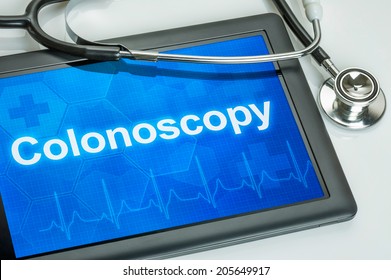 Tablet with the text Colonoscopy on the display