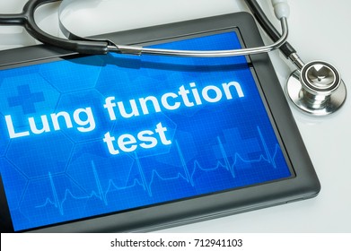Tablet with the text Lung function test on the display 