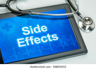 Tablet with the text Side Effects on the display