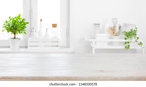 Tabletop for product display with defocused modern pastel kitchen background - Shutterstock ID 1148330378